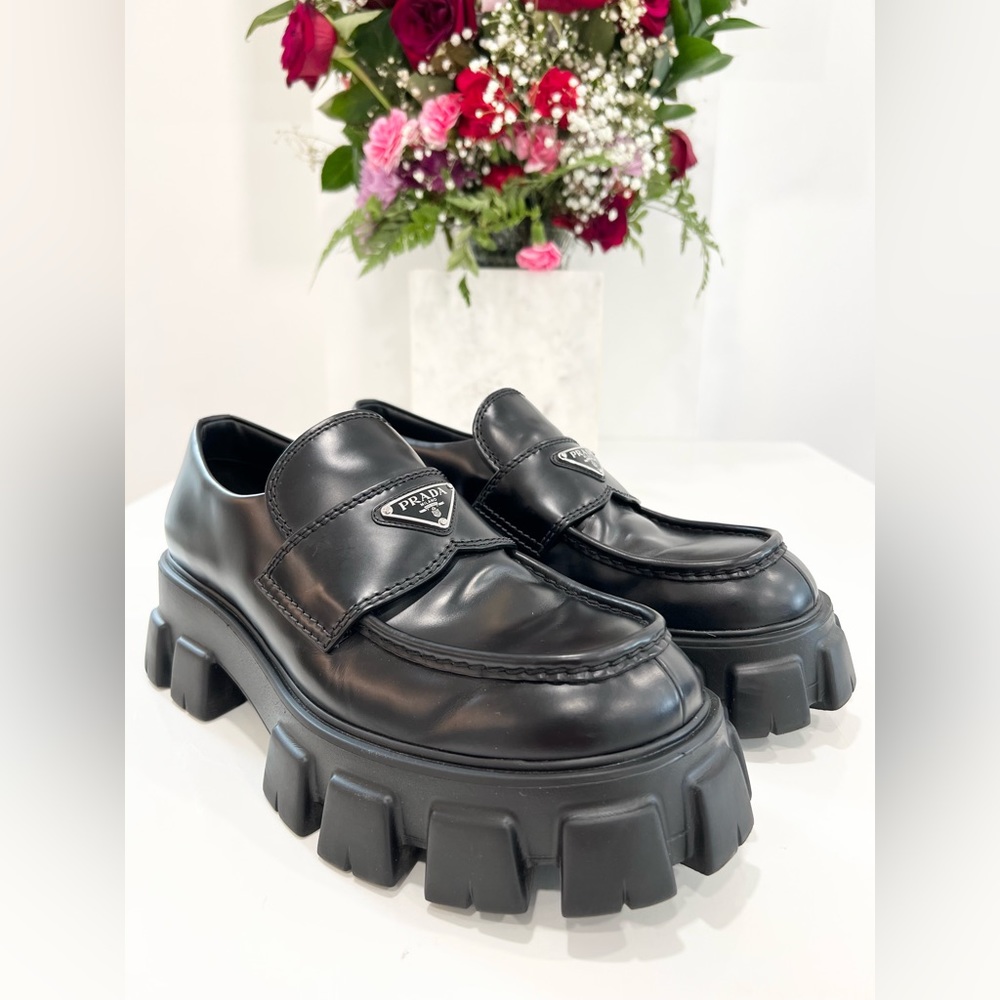 Prada Monolith LUG SOLE Loafer Black Men's Size 10